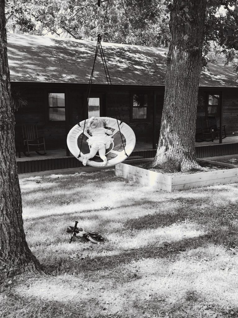  Image of little girl swinging in a tree swing